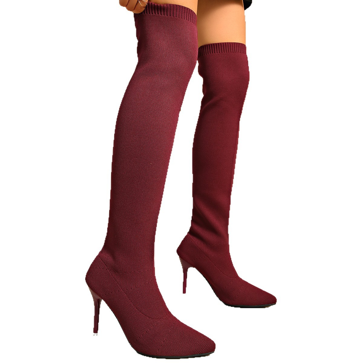 Sock Boot Women - Damskie botki za kolano, cienkie, na